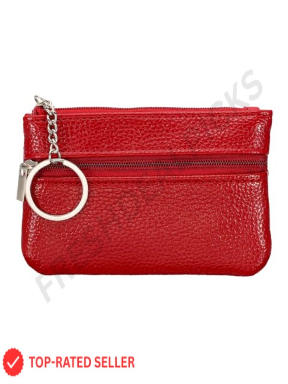 PU Leather Coin Purse with Key Ring Small Change Pouch Zipper Organizer